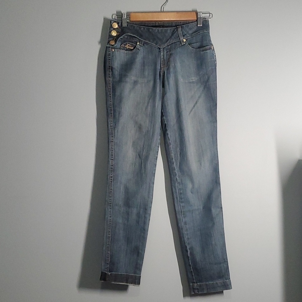 Equus jeans women's size 6 Apron defining waist Accent side buttons western Y2k